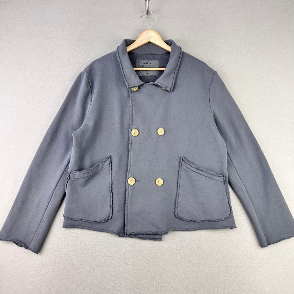 Frank & Eileen Jacket Womens L Gray Cotton LabCrop Coat‎ Lagenlook